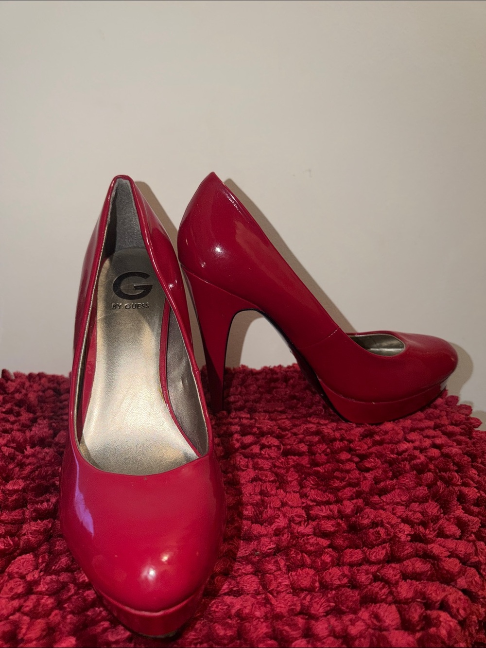 G by Guess Glossy Red Platform Stiletto Pumps